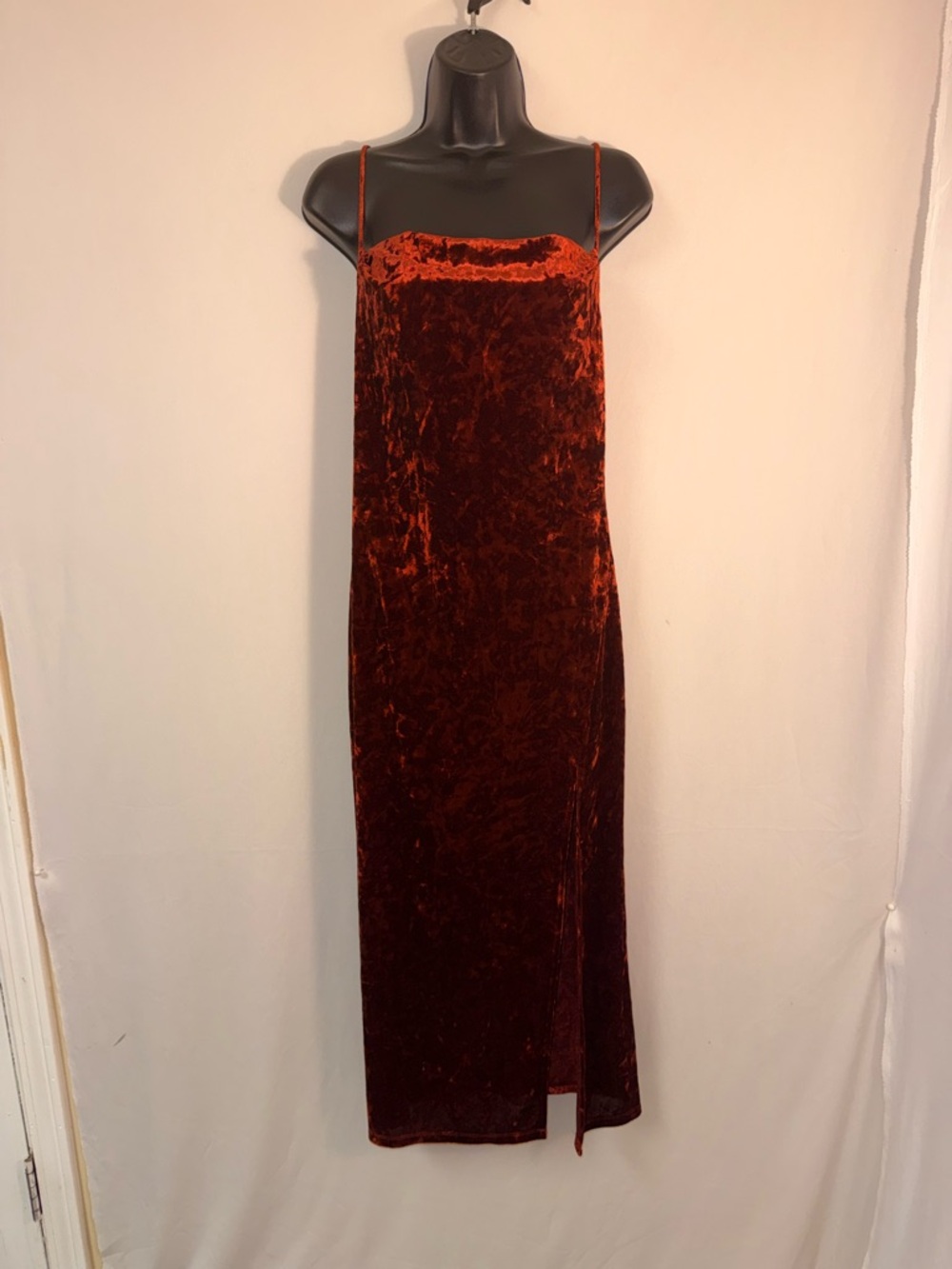 Topshop Rust Red Velvet Slip Dress